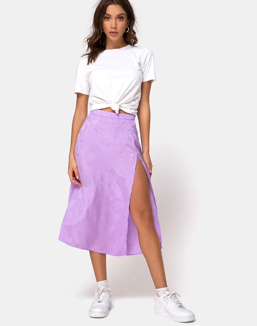 Saika Midi Skirt in Satin Rose Lilac