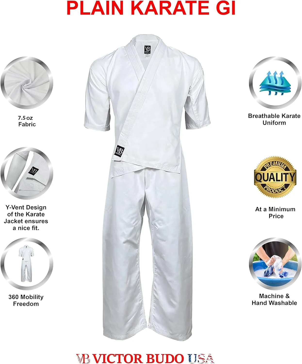 SHOTOKAN 8-OZ KARATE UNIFORM KIDS & ADULTS WITH FREE BELT