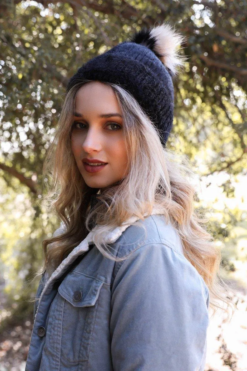 Soft Mohair Pom Beanie