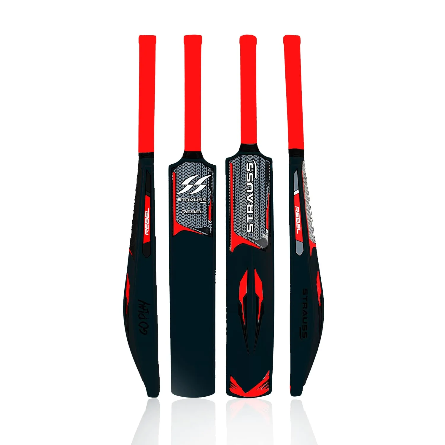 Strauss Cricket Combo Kit Set | Plastic/PVC Cricket Kit Set | Full Size | 1 Bat   1 Ball   3 Stumps   2 Bails   1 Base | Color: Black | for All Age Groups | Tennis & Synthetic Ball Cricket Kit