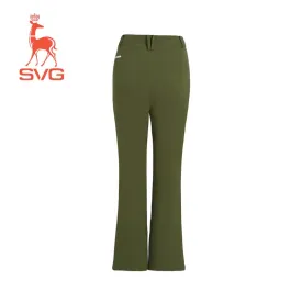 SVG Olive Green Stretch Bootcut Cropped Pants