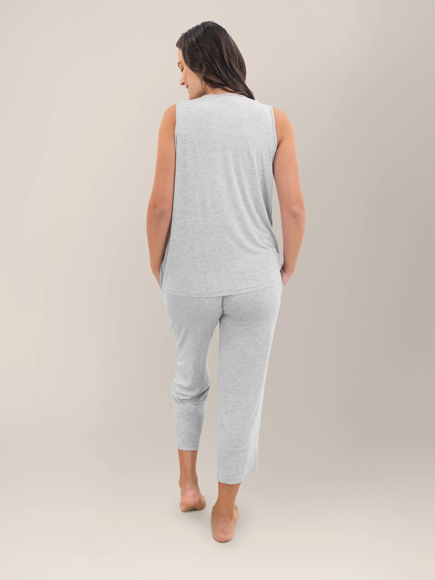 Tulip Hem Nursing Tank & Capri Pajama Set | Grey Heather