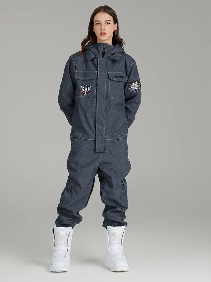 Unisex Denim Outdoor Cargo Snowboard Jumpsuits