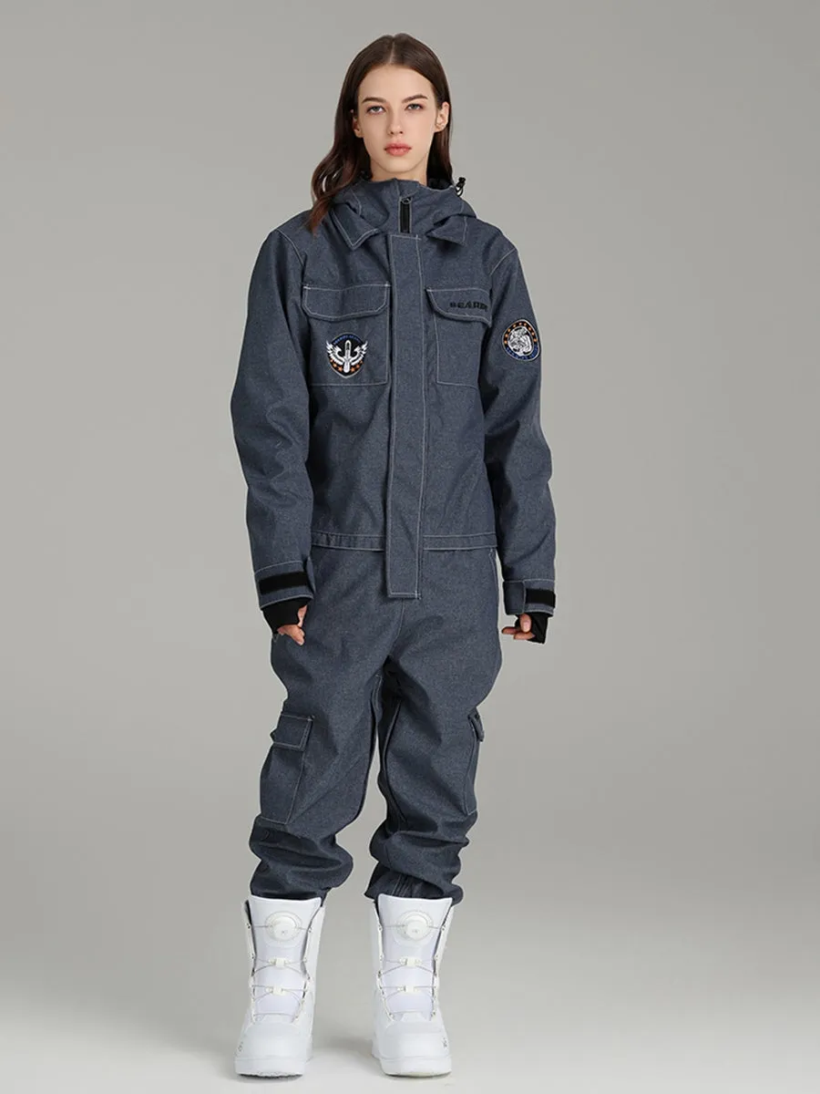 Unisex Denim Outdoor Cargo Snowboard Jumpsuits