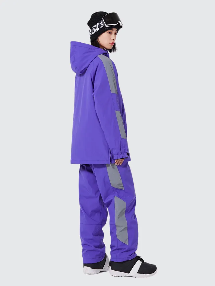 Unisex Reflective Snowsuits 2 Pieces Ski Pullovers & Pants Set