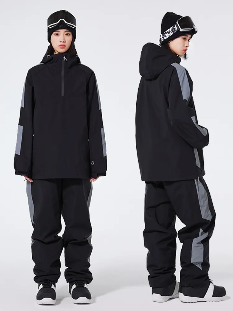 Unisex Reflective Snowsuits 2 Pieces Ski Pullovers & Pants Set