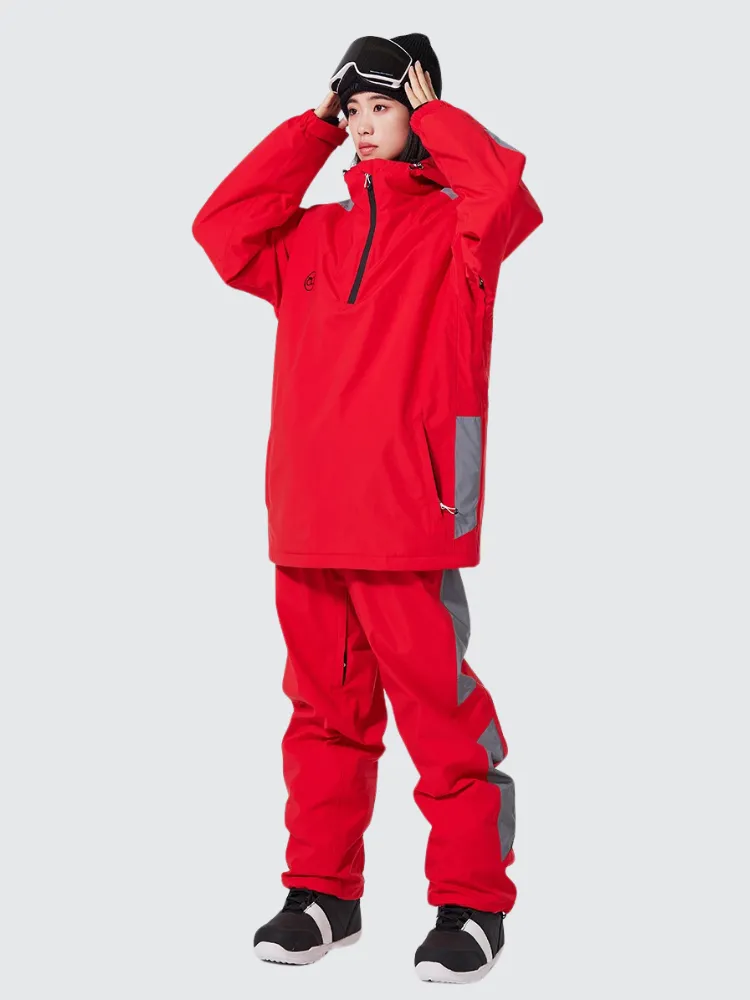 Unisex Reflective Snowsuits 2 Pieces Ski Pullovers & Pants Set