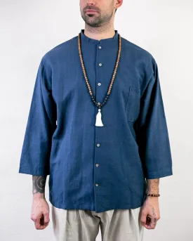 Wa-Modern Shirt, Long Sleeve Button-Up, Mandarin Collar, Teal