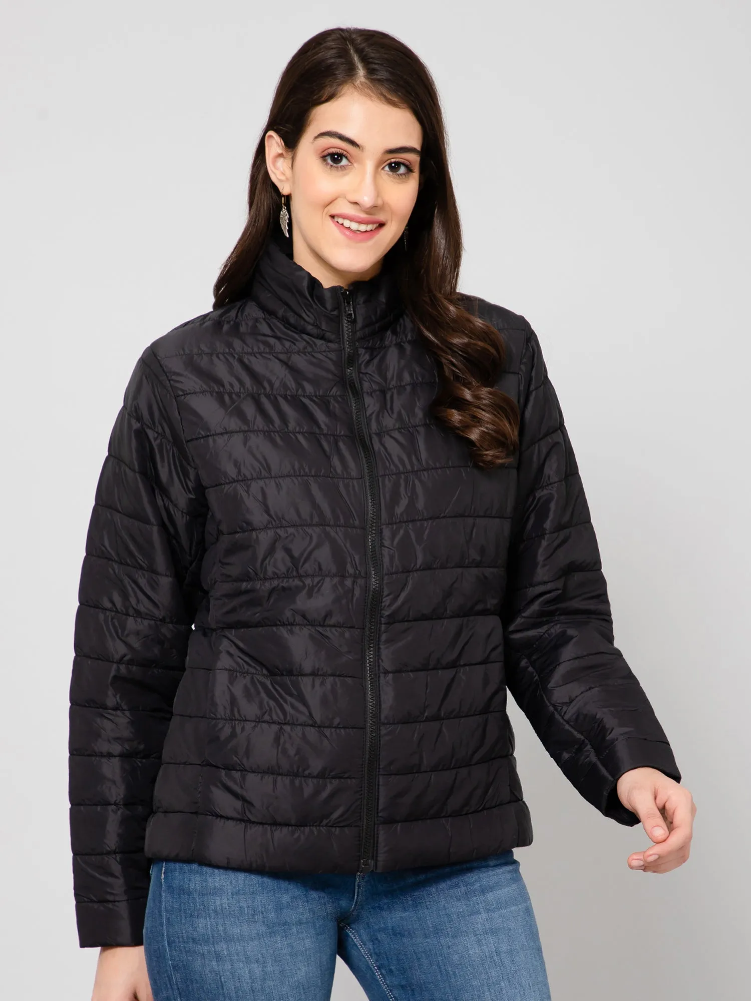 Women's Casual  Black Quilted  Jacket