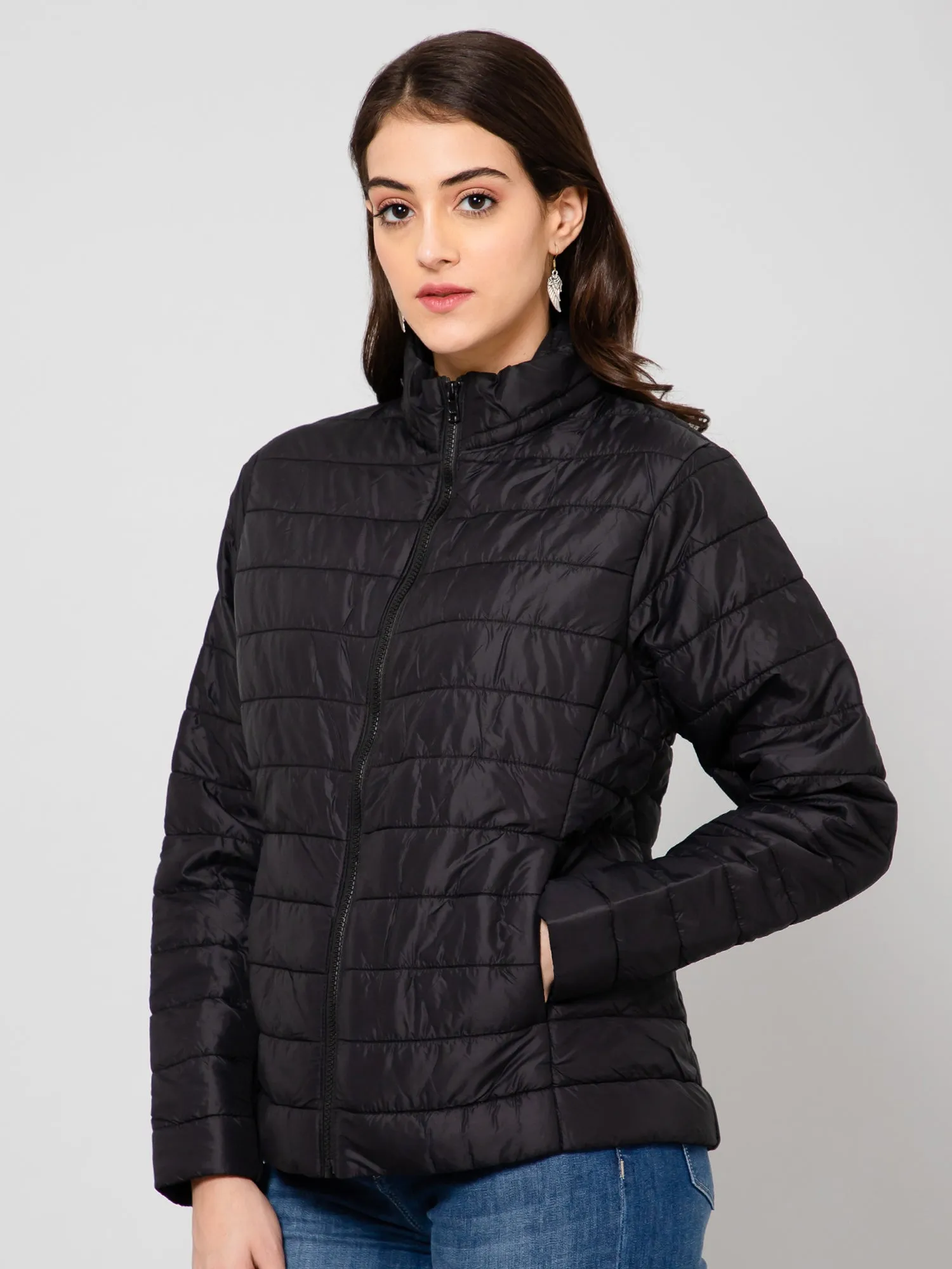 Women's Casual  Black Quilted  Jacket