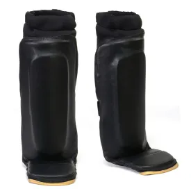 X-Fitness XF1000 Black and Copper Hybrid Kickboxing MMA Shin Guards